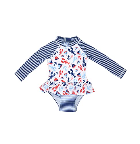 Image of Flap Happy Baby Girls' UPF 50+ Alissa Infant Ruffle Rash Guard Swimsuit