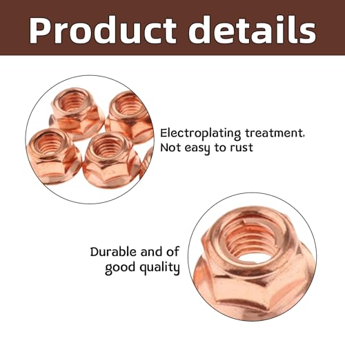 15 Stück Auspuffmutter M8 Sechskant,Kupfer Selbstsichernd Stehbolzen,Messing Selbstsichernde Muttern,Auto Auspuff Krümmermuttern,Kupfermutter,Auspuffkrümmer Mutter Kopfbolzen für BMW E30 3er Serie