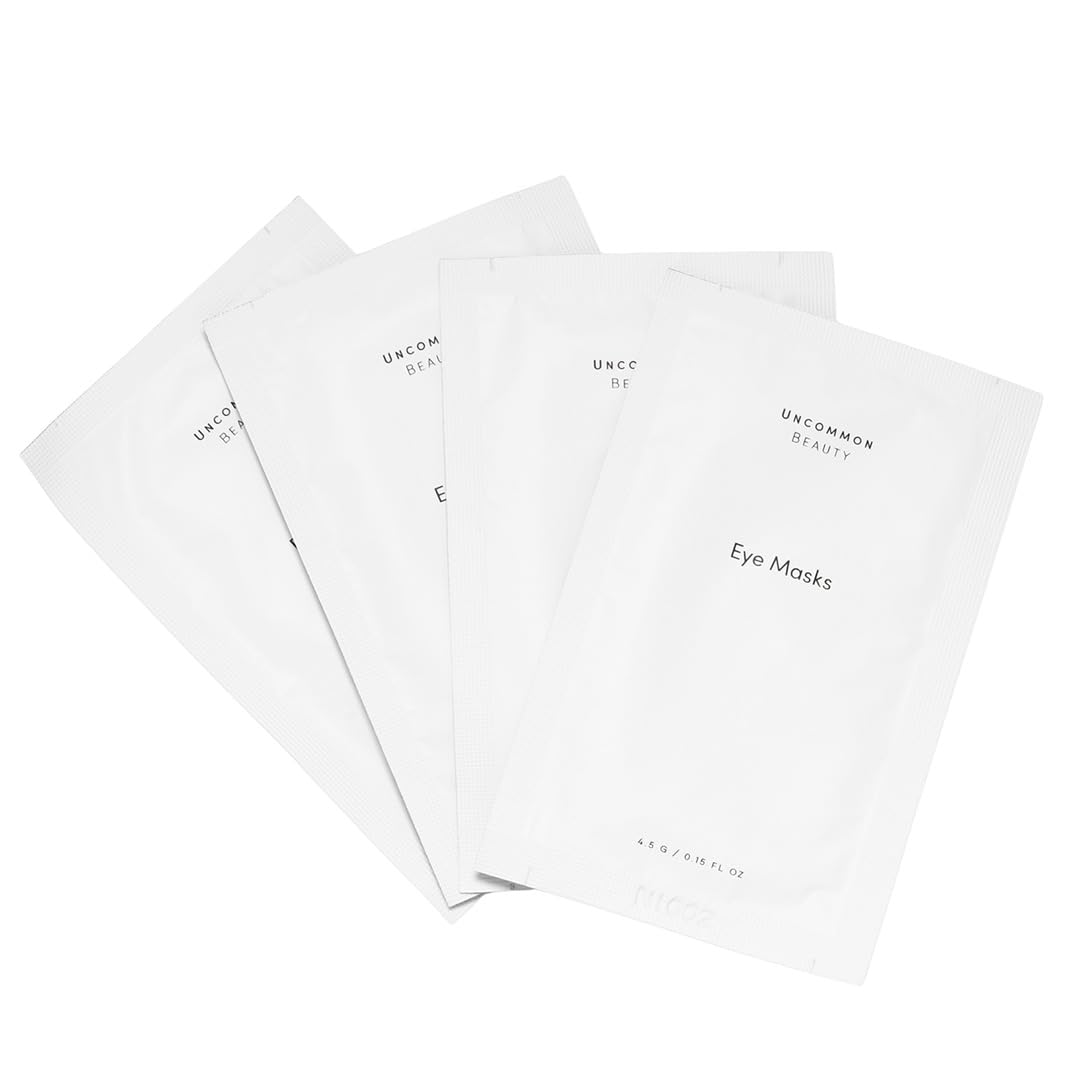 Uncommon Beauty Eye Masks - Softening and Smoothing Under Eye Masks - All Skin Types, Vegan, Cruelty Free, Fragrance Free, Set of 4