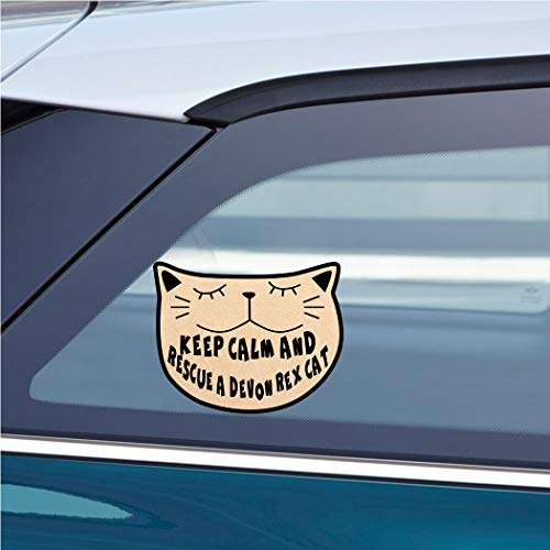 Makoroni - Keep Calm and Rescue A Devon REX CAT Cat Car Laptop Wall Sticker Decal - 6