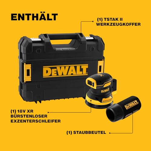 DeWALT DCW210NT-XJ Akku-Exzenterschleifer, 18 V (Basisv, Schwarz/Gelb - 4