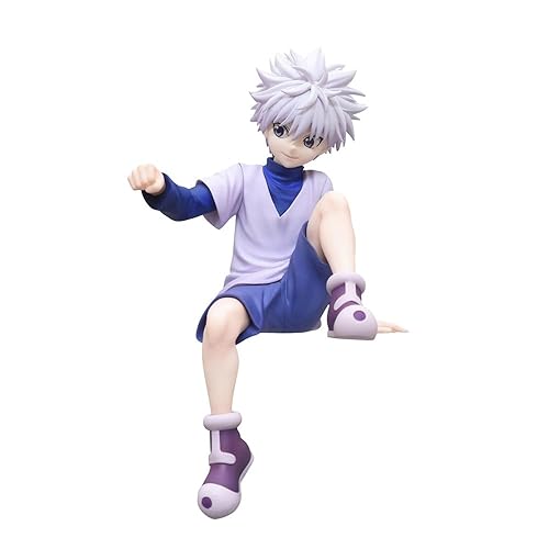 QAHEART Killua Zaoldyeck Sitting Figure Hisoka Figure/Kurapika/Illumi Zaoldyck Figure Car Desk Ornaments Collections - 4.72in/12cm - Killua Zaoldyck