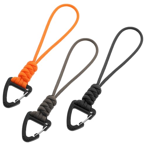 Image of 3PCS Paracord Keychain Carabiner, Braided Lanyard Key Chain Men/Women Triangle Buckle Lock Clip Heavy Duty Hook for Car Keys