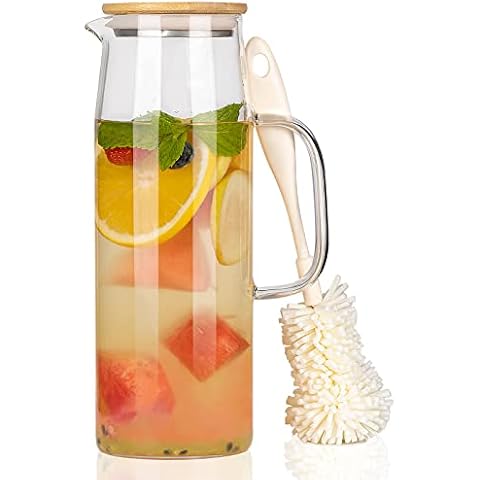 Jarra de Agua CNNIK de Vidrio de Borosilicato con Tapa de Bambú Cover