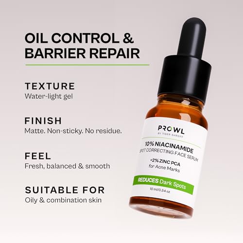 Image of PROWL by Tiger Shroff 10% Niacinamide Serum with 2% Zinc PCA for Oily & Acne Prone Skin | Reduces Dark Spots, Pigmentation & Controls Oil for Men | Face Care Serums for All Combination Skin | 10ml