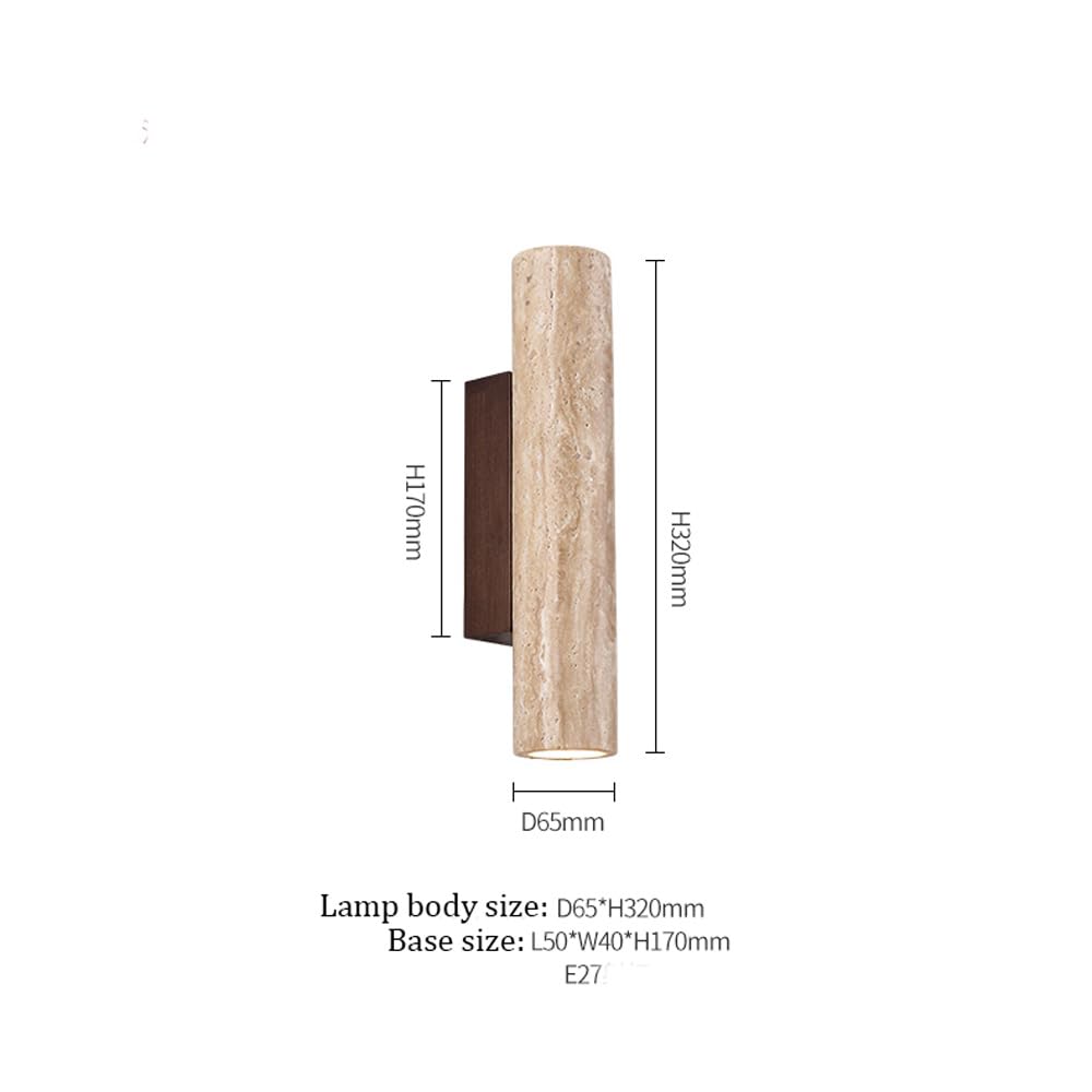 Applique murale longue linéaire en marbre moderne à double cylindre de lumière pour intérieur, barre d'éclairage murale en bois vintage du milieu du siècle, lampe murale en pierre pour chambre