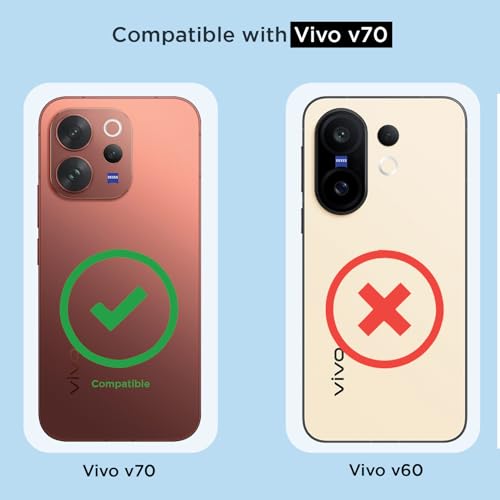Image of Amazon Basics Back Cover for Vivo V70 5G PC + TPU Clear Transparent Raised Edges Shockproof Protective Phone Bumper Case (Transparent)