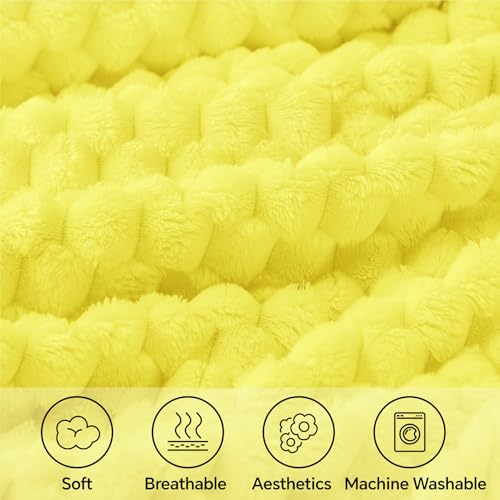 Image of BEDELITE Amber Yellow Throw Blanket for Couch, Soft Cozy Gifts for Women | 3D Jacquard Decorative Fleece Blanket, Super Soft Plush Throws, Cute Birthday Gift for Women, Suitable for All Seasons, 50*60