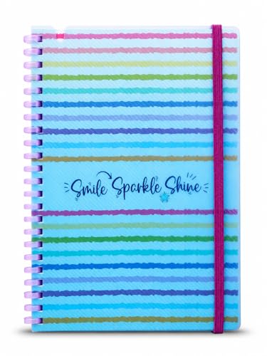 Image of DOODLE A5 Notebook with Soft Spiral Wiro, Elastic Band Closure & Pen Holder | Beautifully Printed PP Cover | 160 Pages of Premium Ruled Paper | Perfect for School, College & Office Use - Bright Beam