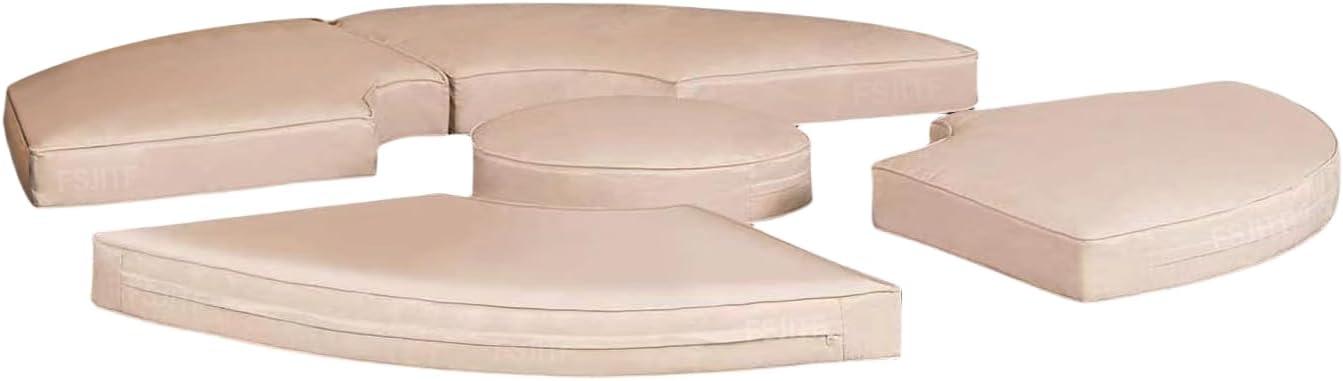 Outdoor Round sunbed Cushion Cover, 66” Patio Round daybed Replacement Cushions Cover Weatherproof, Please Measure the Size Before Buying, [Padded Foam and Pillow not Included]
