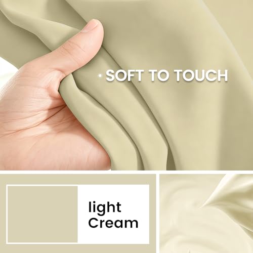 Image of COSVIYA 100% Light Cream Blackout Curtains for Kids Room 52 Inches Length