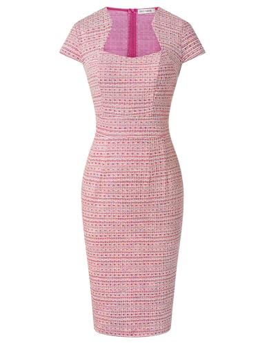 Robe crayon en tweed chic rose taille S robe de bureau femme