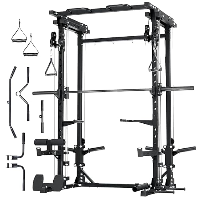 Major Fitness Drone3 Smith¡÷ Machine ¨C All-in-One Home Gym Squat Rack with Weight Bar, Cable Crossover Machine ¨C Heavy-Duty Fitness Equipment for Strength Training and Full-Body Workouts