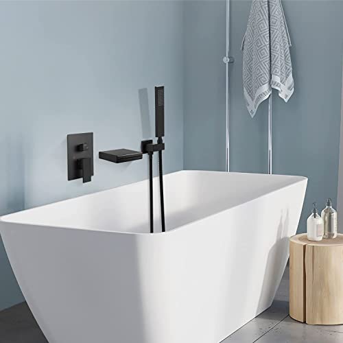 Robinet de baignoire cascade mitigeur douche noir mat ensemble mural - 6