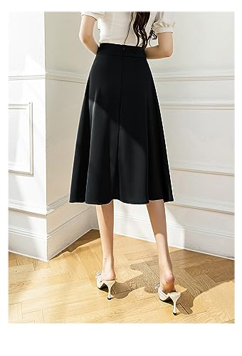 Jupe trapèze ample taille haute noire vêtement d'été fluide taille XS - 6