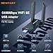NEWFAST AXE5400Mbps USB3.0 WiFi Dongle Wireless Adapter Tri-band 6GHZ/5GHz/2.4GHz USB WiFi Adapter for PC/Laptop, WiFi6E Adapter For Windows 11/10, Wireless Dongle for Low-Latency Gaming &Streaming