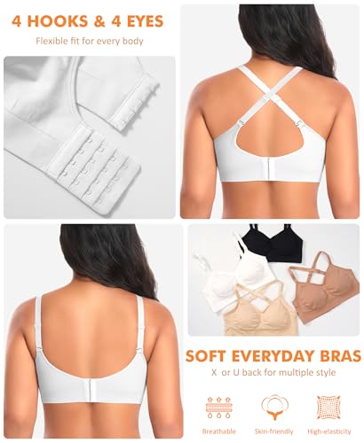 Image of Wireless Sewn in Padded Bras for Women Comfortable Full Coverage Bralettes No Underwire Everyday Tshirt Bra