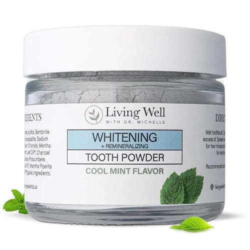 Living Well with Dr. Michelle Remineralizing & Whitening Tooth Powder Cool Mint | Fluoride-Free Hydroxyapatite Formula | Supports Enamel Strength and Natural Whitening