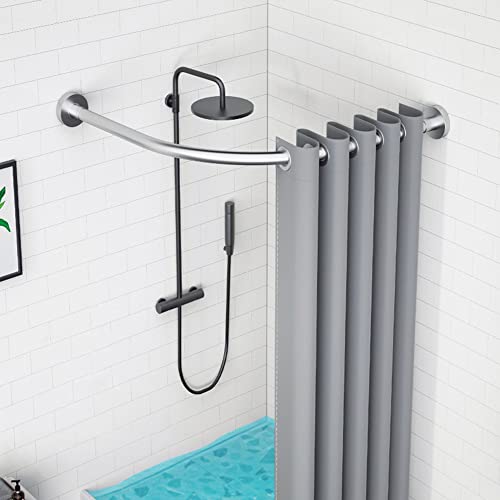 Tringle à rideau de douche en L sans perçage pour fixer facilement en angle