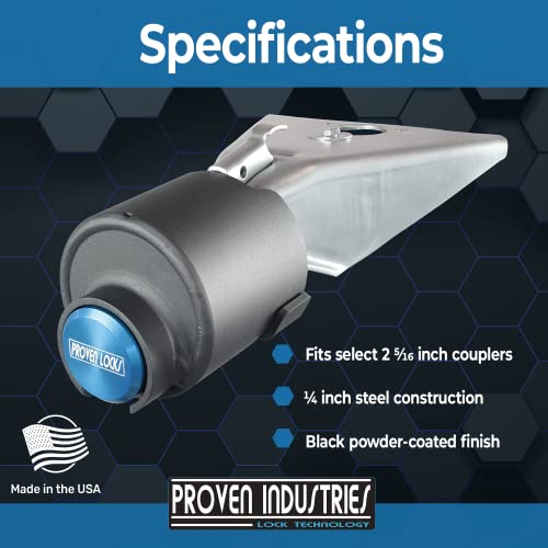 Proven Industries Model 2516 Trailer Lock, Fits 2 5/16-Inch Couplers, Secures Safety Chains, Made In The Usa, (Blue) #TOP3