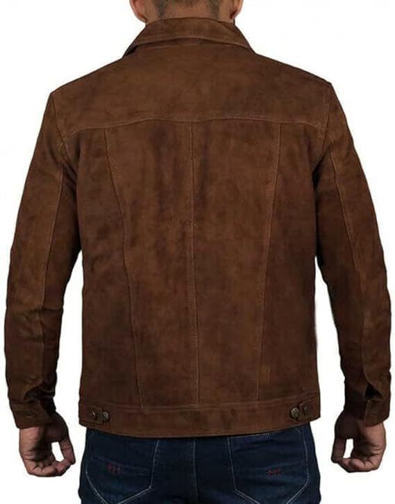 SpazeUp Men's Suede Leather Jacket - Western Style Cowboy Trucker Leather Jackets for Adult Outerwear4