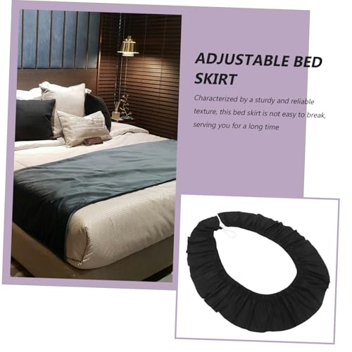 Falda de cama ajustable poliéster negro cubre canapé para dormitorio 4