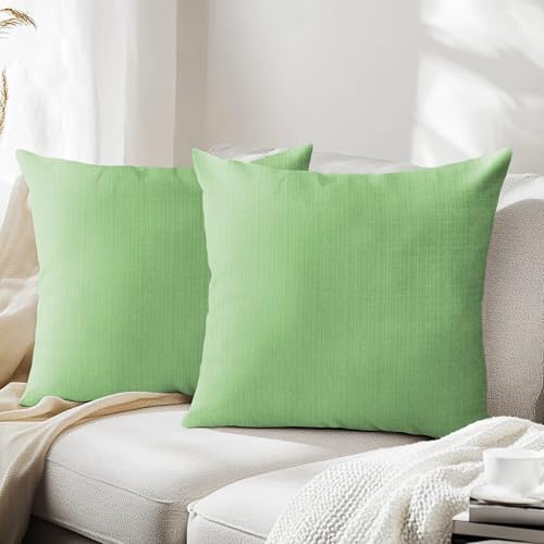 MANEMI Cushion Cover Set 45 x 45 cm, Sofa Cushion Cover with Bamboo Texture, Hard Wearing with Zip, Linen Fabric Pillow Cover, Set of 2, Rustic Style