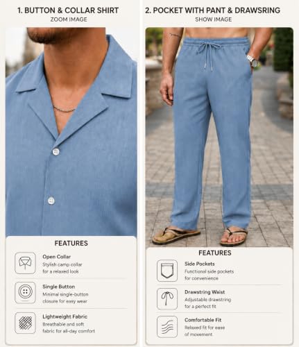 Image of TAGDO Men's Cotton Night Suit Pajama Sets | Night Pants for Man | Co-ord Set for Men |Modern Loungewear (2058)