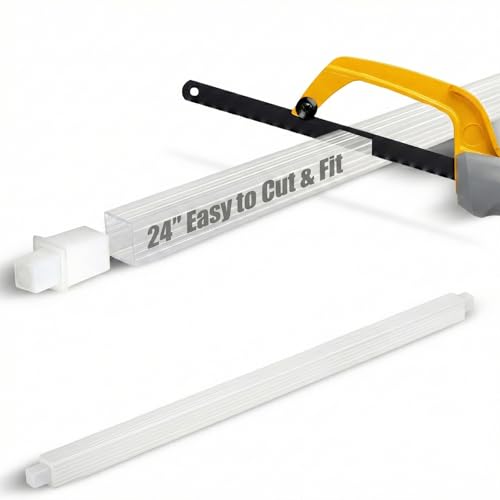 24 Inch Clear Replacement Towel Bar for Ceramic Holder - Cut to Fit Any Size Spring Loaded Adjustable Plastic Towel Rod for Porcelain Holders No Demolition Installation