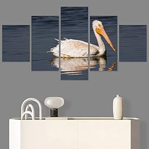 SIGNWIN 5 Panel Canvas Wall Art Birds Closeup...