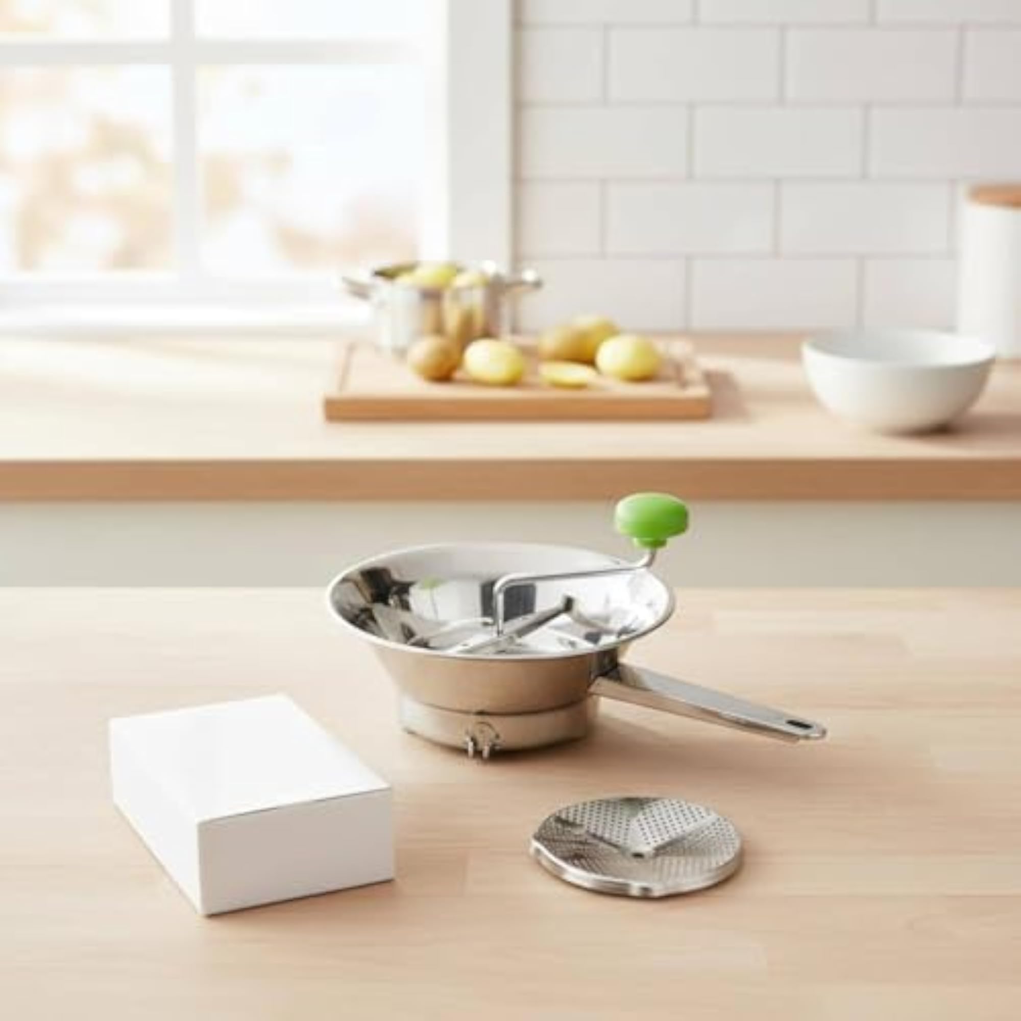 Compact Hand-Operated Stainless Steel Food Grinder, Small