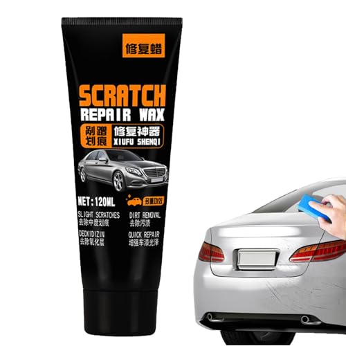 車のスクラッチ修復ペースト、車両用スクラッチリムーバー | 自動車用塗料修復剤120ml ペイントスクラッチ用カースクラッチリムーバー,スポンジ付きの車のスクラッチ研磨ワックスは、光沢と輝きを加えながら欠陥を取り除きます