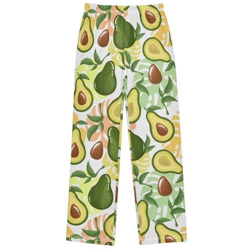 Boy's Pants Green Avocado Palm Jogger Pants Elastic Waist Long Bottoms Trousers with Pockets 6-14 Years