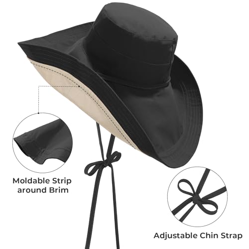 Sombrero de verano reversible para mujer con ala ancha miniatura 4