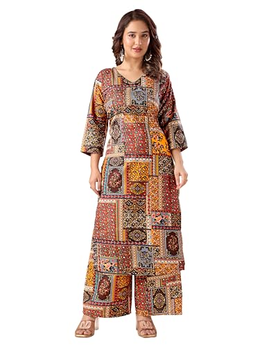 Image of MS VHCK ENTERPRISE Women's Rayon Straight Printed Kurta with Palazzo
