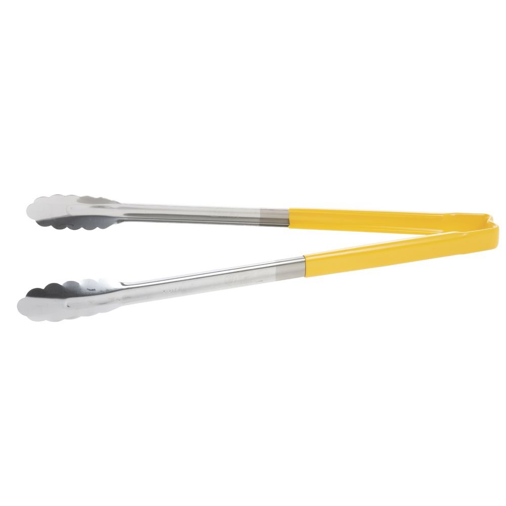Vollrath Jacob's Pride Stainless Steel One-Piece Utility Tong with Yellow Kool-Touch(r) Handle - 16"L