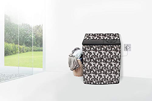 Image of Stylista Washing Machine Cover Compatible for Godrej 12 KG Semi-Automatic Top Loading WSAXISVX1205.0SN3TGPGR, Floral Pattern Grey White
