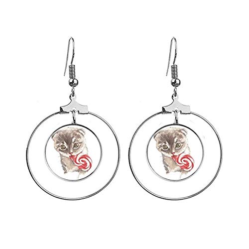 Boucles d'oreilles sucettes aquarelle animal pendantes originales pour femme