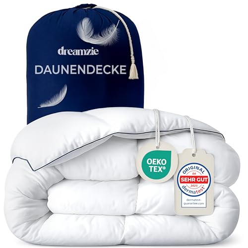 Dreamzie Daunendecke 200x220 Daunen Bettdecke - Warm Winterdecke Daunendecke 450gsm - Komfort Bettdecke 200x220 cm - Bettdecken Daunen & Federn - Zertifiziert für Tierwohl Dreamzie Daunendecke 200x220 Daunen Bettdecke - Warm Winterdecke Daunendecke 450gsm - Komfort Bettdecke 200x220 cm - Bettdecken Daunen & Federn - Zertifiziert für Tierwohl