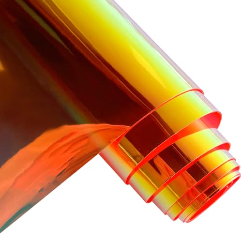 ONEART | Holographische schillernde PVC-Folie, 40×135 cm Transparentes Vinyl-Gewebe für Taschen DIY-Dekor-Projekte-Orange