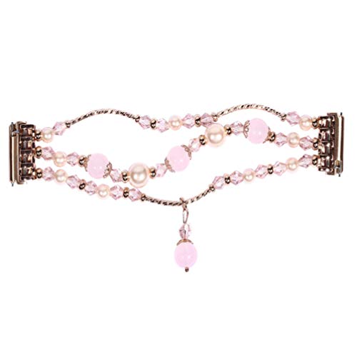 Schmuck Uhrenarmband Smartwatch Ersatzarmband Perlen Armband Kompatibel für Fitbit Versa (Pink)