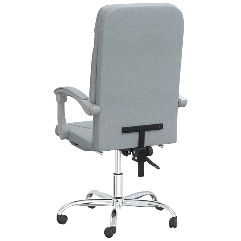 Krzesło biurowe z funkcją leżenia, jasnoszare krzesło obrotowe, ergonomiczna regulacja wysokości, mechanizm kołysania, do domu, gabinetu, gier, z podnóżkiem, podłokietnikiem i zagłówkiem