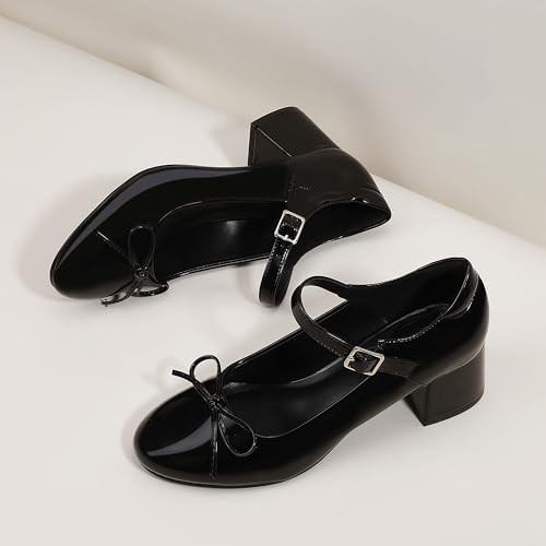 Mofri ShowHow Women's Mary Jane Shoes Women's Chunky Low Block Heels Mary Jane Round Closed Toe Pumps Wedding Office Dancing Dress Shoes4