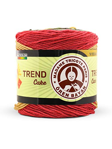 Madame Tricote Paris Trend Cake 100% Acrylic Multicolor Yarn Nm 1.8 Multicolor Green, Brown, Yellow and Red