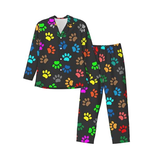 Pyjama homme patte de chien ensemble deux pièces imprimé noir confort