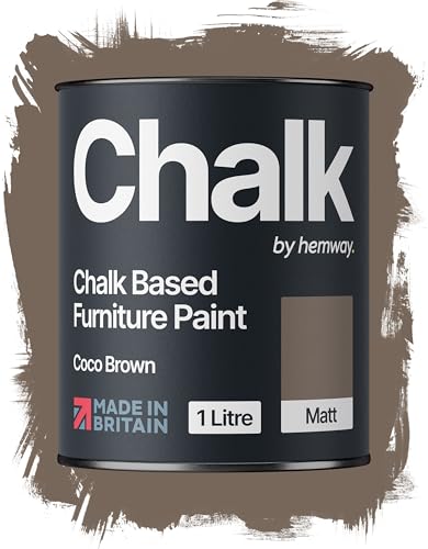 Hemway Chalk Based Furniture Paint, Coco Brown 1L, Matt Finish Shabby Chic, Chalk Paint Furniture & Walls, Quick Dry & 1 Coat