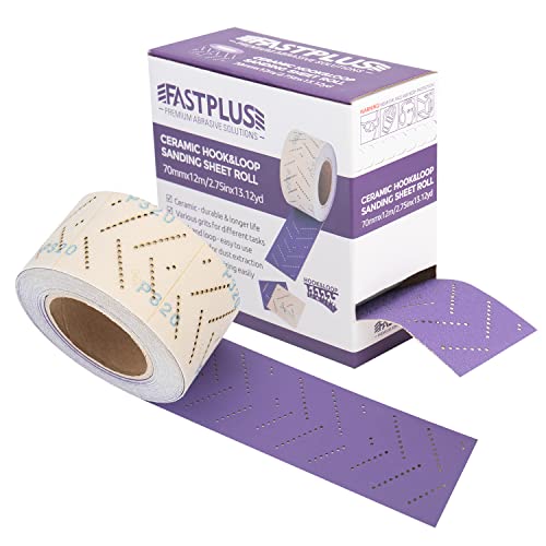 FASTPLUS Abrasive Sheet Roll, Purple Ceramic Automotive Sandpaper Roll,Multi-Hole
