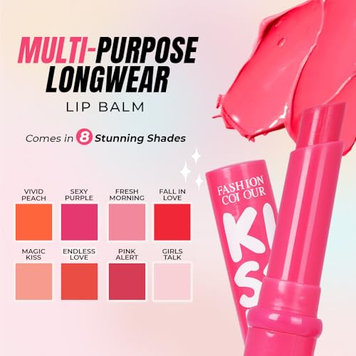 Image of FASHION COLOUR KISS Lip Colour Lip Balm | Lip care Essential | Glossy Tint | Soft and Nourished Lips All day | No Lip Discolouration | Vegan & Cruelty-free | Pack of 2 | Shade 06