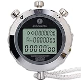 JUNSD Digital Stopwatch, Metal Stop Watch 10 Lap Memory Stopwatch Timer, Water Resistant Stopwatch for Sports, Competitions, Games