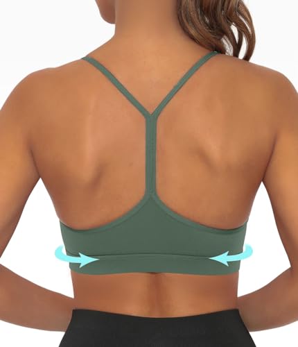 Image of Comper Y Back Sports Bra for Women Low Impact Racerback Workout Bras Sexy Thin Straps Yoga Bras with Removable Pads